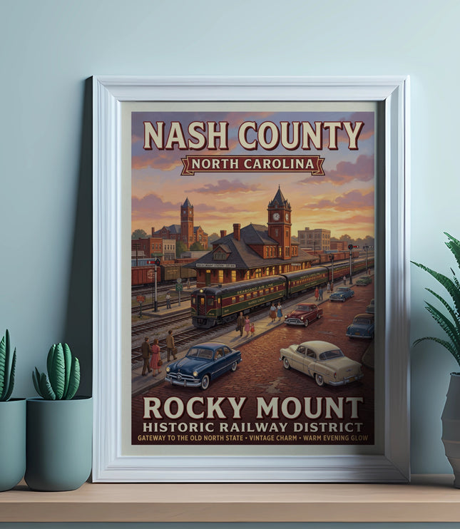 Nash County North Carolina Rocky Mount Historic Railway District train vintage art