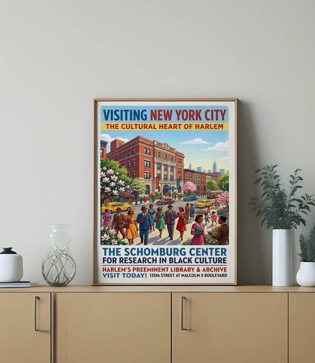 Vintage poster for the Schomburg Center in Harlem for research in black culture.