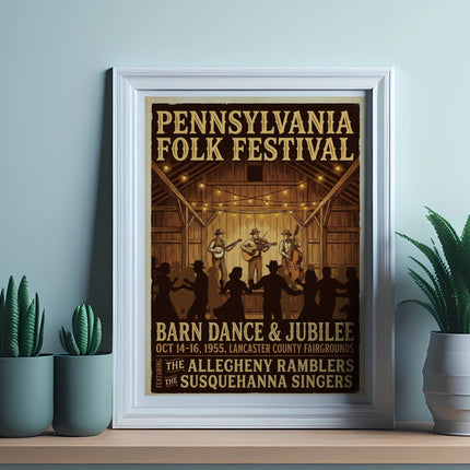 Pennsylvania Folk Festival Barn Dance poster with featured performers.