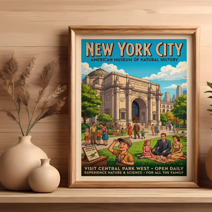 New York City American Museum of Natural History vintage travel poster.