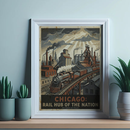 Chicago Rail Hub of the Nation WPA Federal Art Project poster.