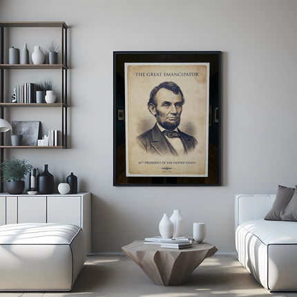 Framed portrait of Abraham Lincoln, 16th President of the United States.
