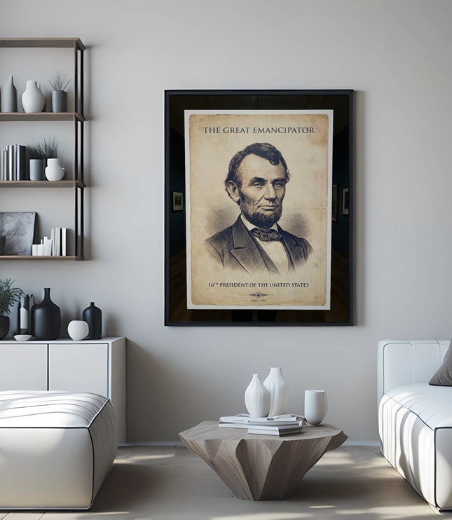 Framed portrait of Abraham Lincoln, 16th President of the United States.