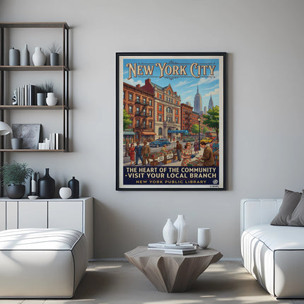 New York City Public Library poster promoting community branches.