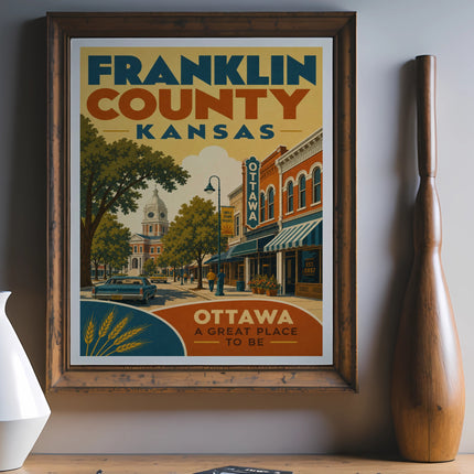 Franklin County Kansas Ottawa poster with "A Great Place To Be".