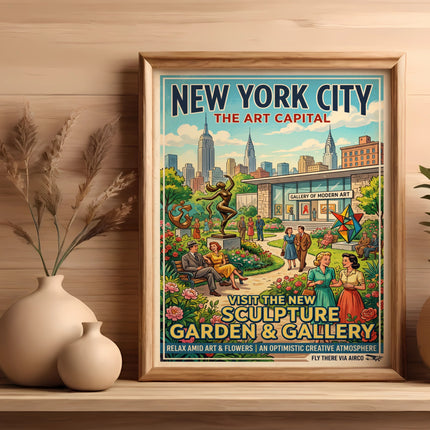 New York City art capital poster with Sculpture Garden & Gallery.