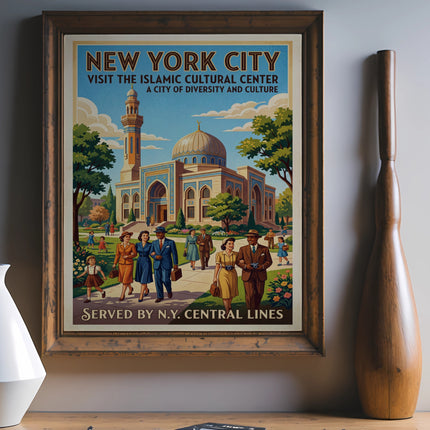 Vintage New York City poster advertising the Islamic Cultural Center.