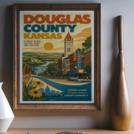 Douglas County, Kansas, "A Great Place to Live, Work and Explore" poster.