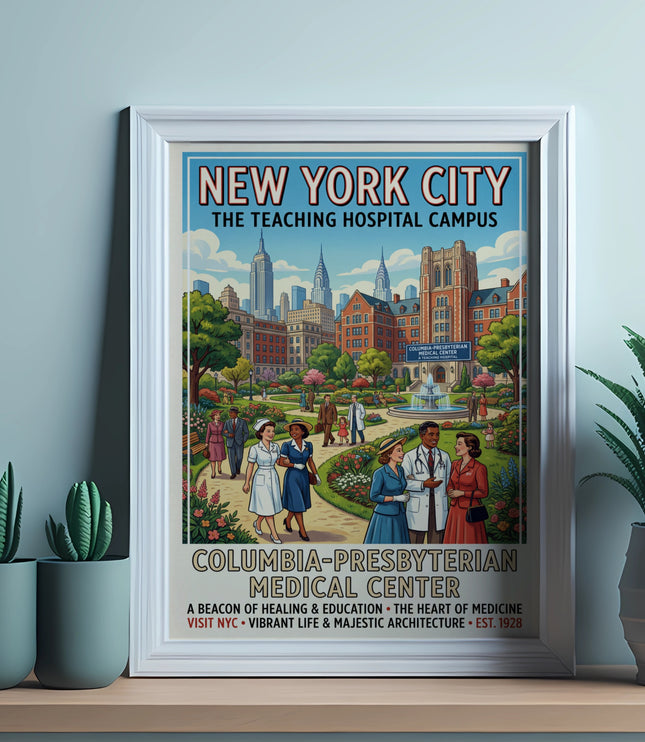 New York City vintage poster for Columbia-Presbyterian Medical Center.