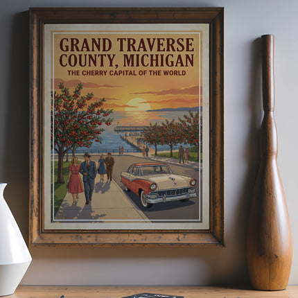 Grand Traverse County, Michigan: The Cherry Capital of the World vintage poster.