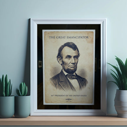 Portrait of Abraham Lincoln titled "THE GREAT EMANCIPATOR", circa 1864.