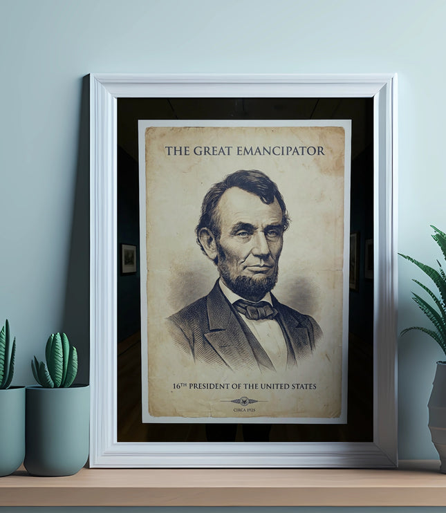 Portrait of Abraham Lincoln titled "THE GREAT EMANCIPATOR", circa 1864.
