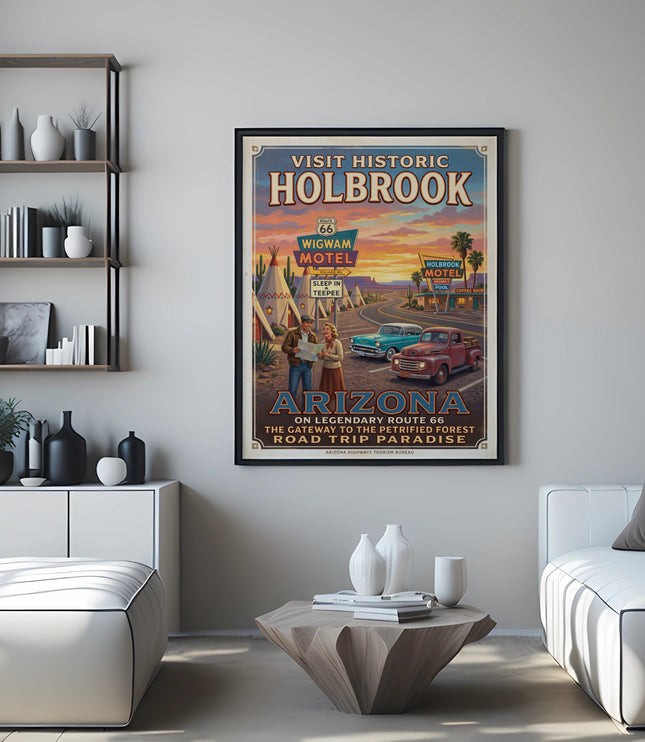 Historic Holbrook Arizona Route 66 Wigwam Motel travel poster.