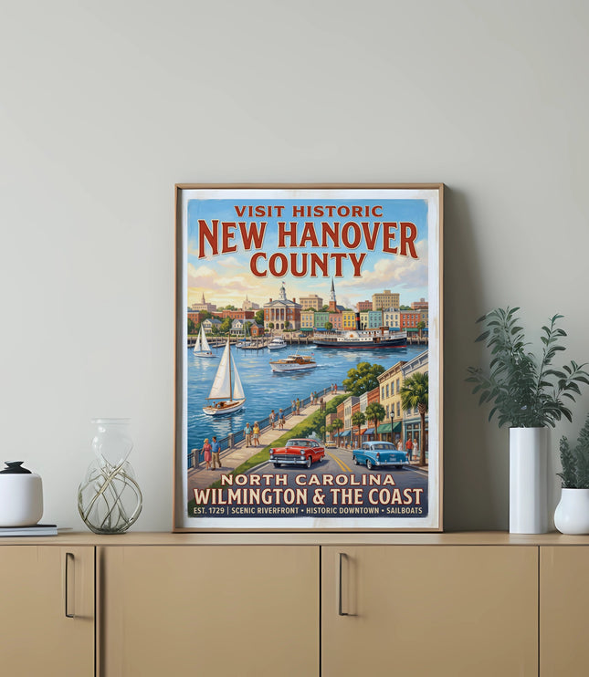 Vintage poster showing New Hanover County, Wilmington & the Coast, North Carolina.