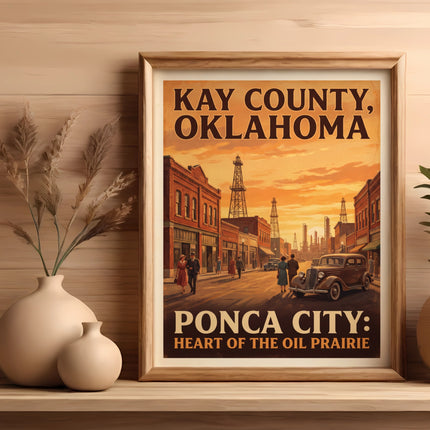 Kay County, Oklahoma, Ponca City: Heart of the Oil Prairie vintage poster.
