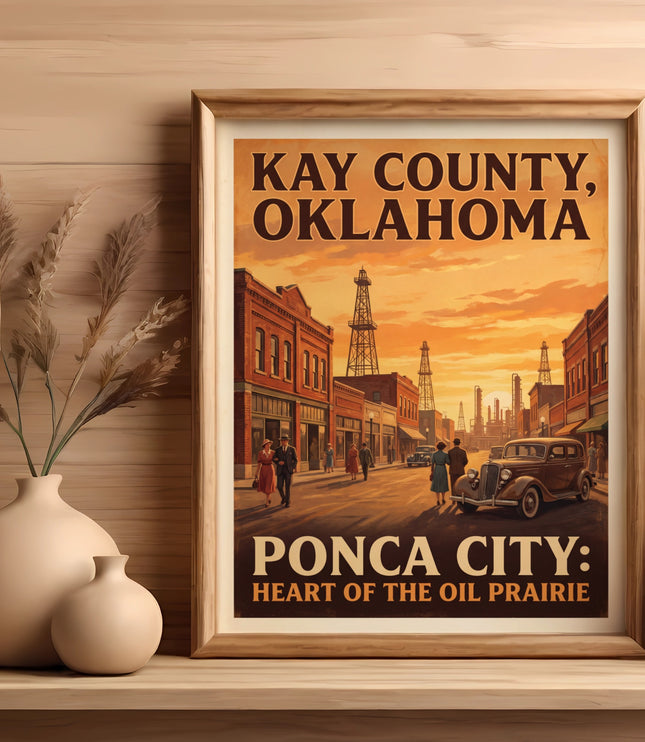 Kay County, Oklahoma, Ponca City: Heart of the Oil Prairie vintage poster.