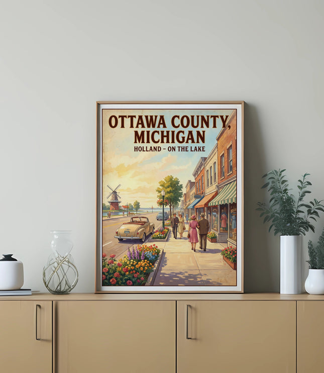 Ottawa County, Michigan Holland - On The Lake vintage poster art.