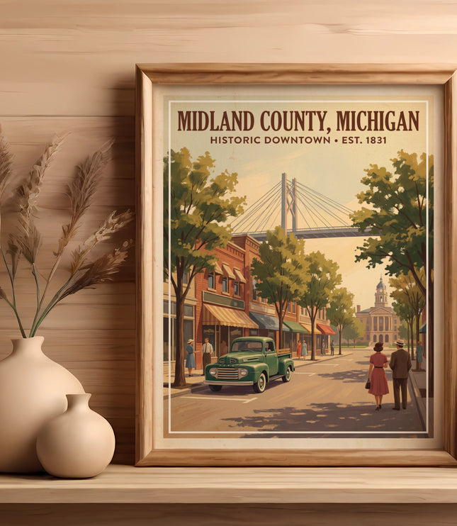 Vintage poster: Midland County, Michigan Historic Downtown, Est. 1831