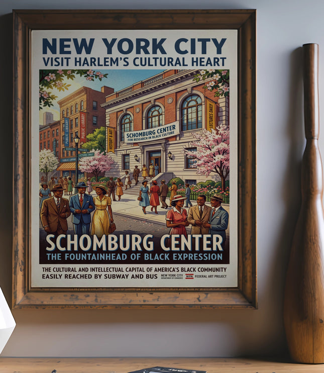 Vintage poster for Schomburg Center, "The Fountainhead of Black Expression", New York City.