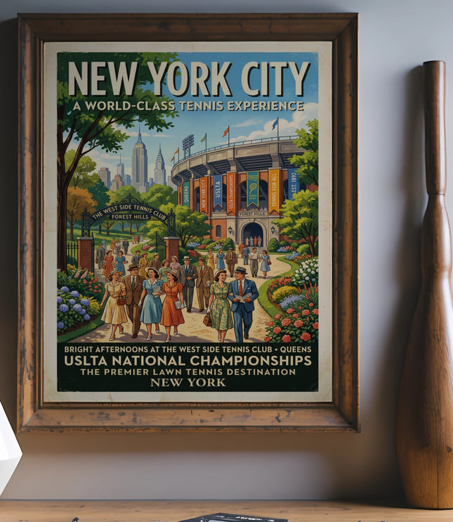 New York City tennis poster: USLTA National Championships at Forest Hills.