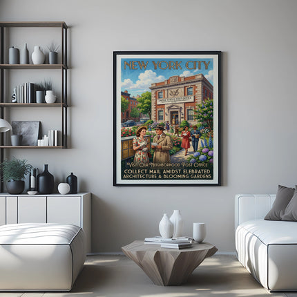 New York City Post Office poster with text about visiting.