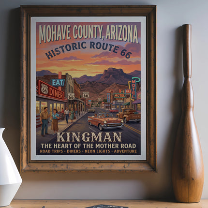 Mohave County, Arizona Historic Route 66 poster featuring Kingman.