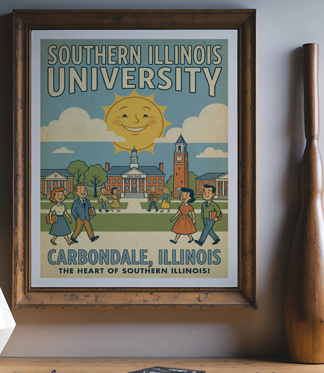 Framed poster for Southern Illinois University, Carbondale, Illinois.
