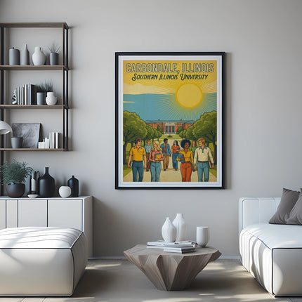 Carbondale, Illinois Southern Illinois University vintage travel poster.