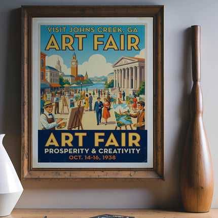 Art fair poster for Johns Creek, GA, October 14-16, 1938.