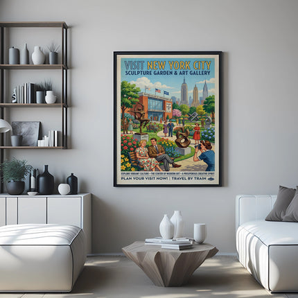 Vintage poster for Visit New York City Sculpture Garden and Art Gallery.