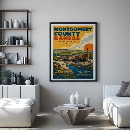 Montgomery County, Kansas Independence vintage travel poster.