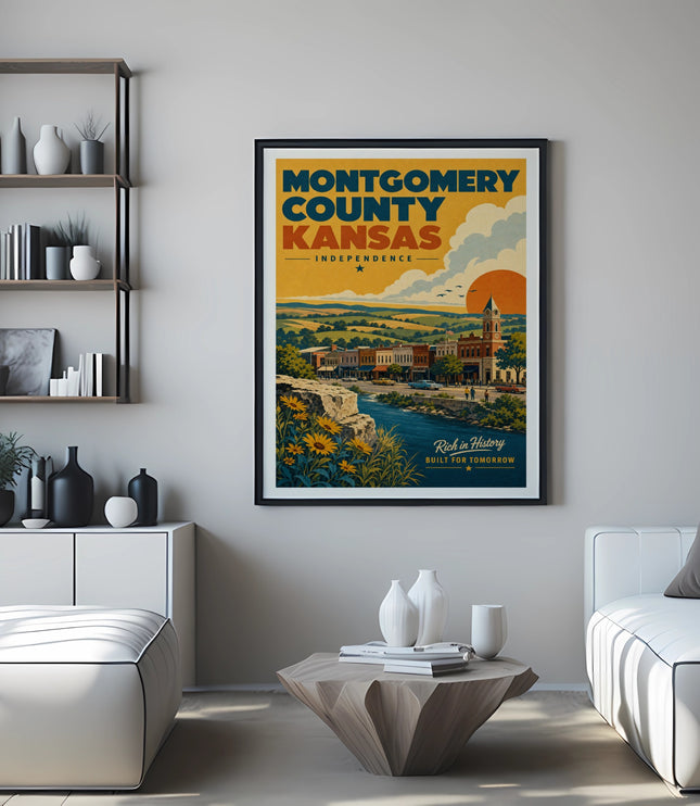 Montgomery County, Kansas Independence vintage travel poster.