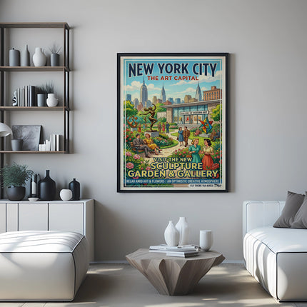 New York City art capital poster advertising the Sculpture Garden & Gallery.