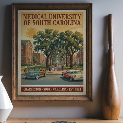 Vintage poster of Medical University of South Carolina in Charleston, est. 1824.