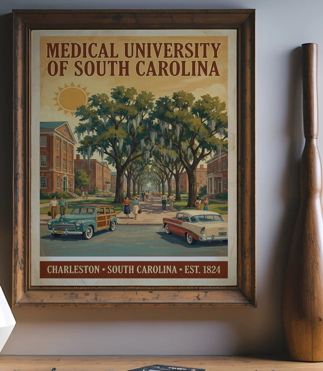 Vintage poster of Medical University of South Carolina in Charleston, est. 1824.