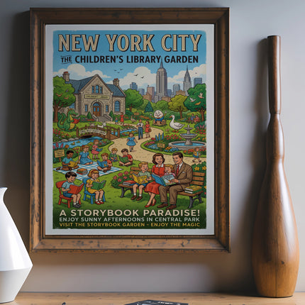 New York City Children's Library Garden poster in Central Park.