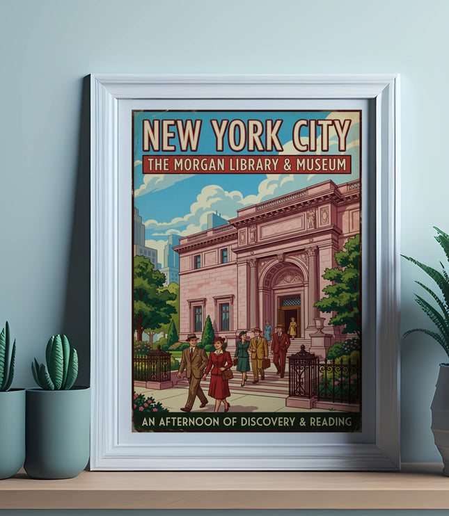 New York City: The Morgan Library & Museum vintage travel poster.