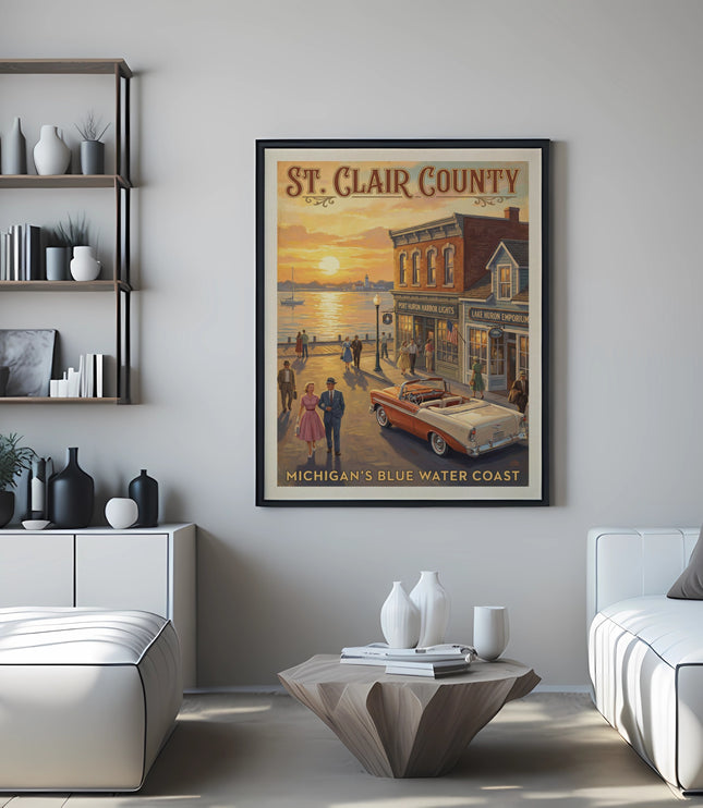 St. Clair County, Michigan's Blue Water Coast vintage travel poster.