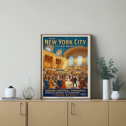 Vintage Grand Central Terminal poster, New York City.